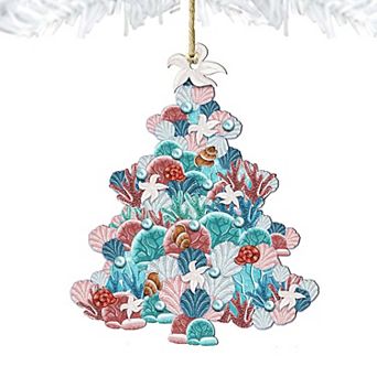 Coastal Tree Wooden Holiday Ornament by G. DeBrekht - Coastal Holiday Decor