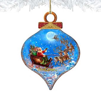 Santa Magical Flight Wooden Christmas Ornament by Gelsinger - Christmas Santa Snowman Decor