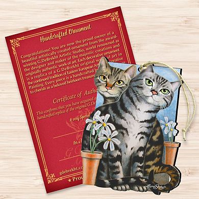 Silver N Gold Cat Wooden Holiday Ornament by Laura Seeley - Pets Dog and Cats Decor