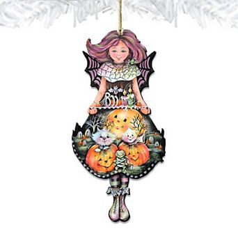 Halloween Fairy Wooden Holiday Ornament by J. Mills-Price - Thanksgiving Halloween Decor