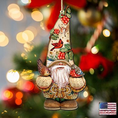 Fall Gnome Dwarf Wooden Ornament by G. DeBrekht - Thanksgiving Halloween Decor