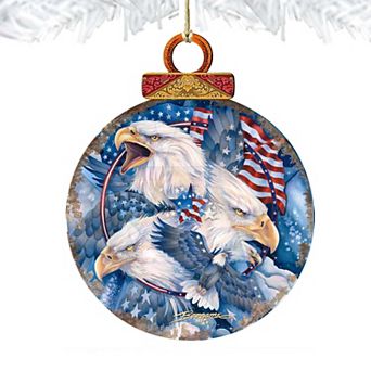 Allegiance Patriotic Eagles Wooden Holiday Ornament by J. Bergsma - Wildlife Holiday Decor
