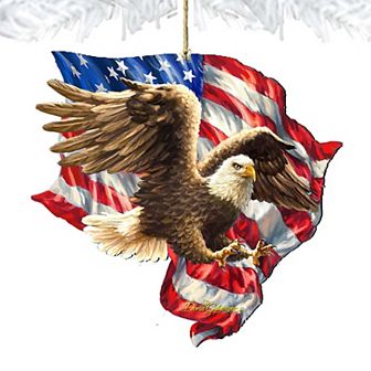 American Liberty Eagle Wooden Christmas Ornament by Gelsinger - American Christmas Decor