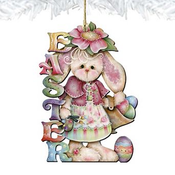 The Easter Bunny Wooden Holiday Ornament by J. Mills-Price - Easter Spring Decor