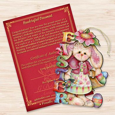 The Easter Bunny Wooden Holiday Ornament by J. Mills-Price - Easter Spring Decor