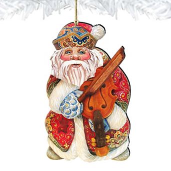 Musician Santa Wooden Christmas Ornament by G. DeBrekht - Christmas Santa Snowman Decor