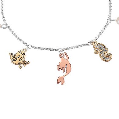 Disney's The Little Mermaid Tri-Tone Crystal Charm Adjustable Bracelet