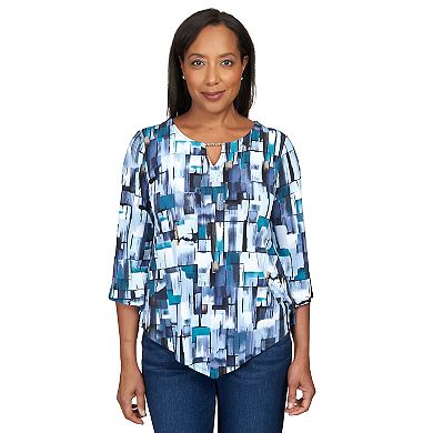 Petite Alfred Dunner Mini Stained Glass Pointed Hem Top