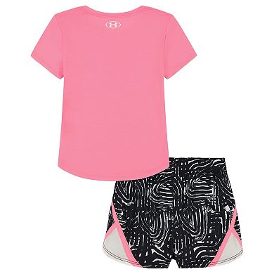 Toddler Girl Under Armour 2-Piece Printed Short Sleeve Graphic Tee & Shorts Set