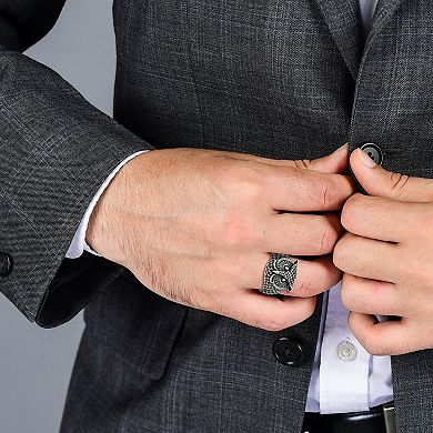 Menster Sterling Silver Oxidized Owl Ring