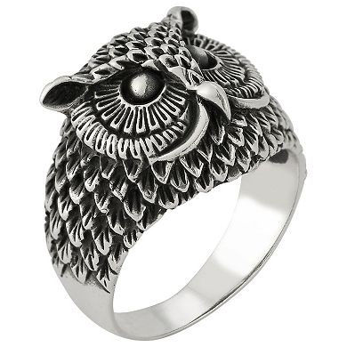 Menster Sterling Silver Oxidized Owl Ring