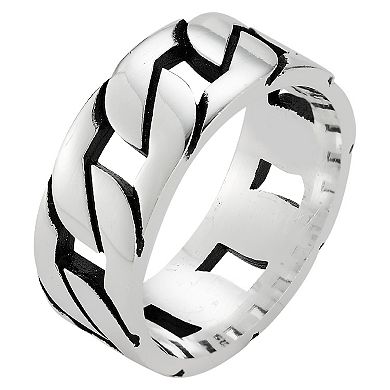 Menster Sterling Silver Oxidized Bold Curve Ring