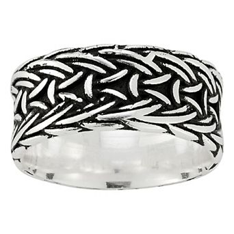 Menster Sterling Silver Oxidized Textured Band Ring