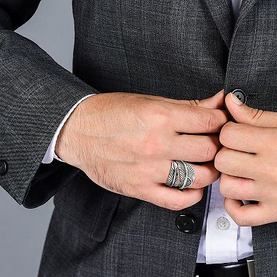 Menster Sterling Silver Oxidized Feather Ring