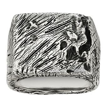 Menster Sterling Silver Oxidized Square Signet Ring