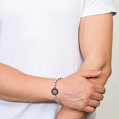 Menster Sterling Silver Oxidized Wheel Bracelet