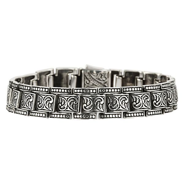 Menster Sterling Silver Oxidized Bold Link Bracelet