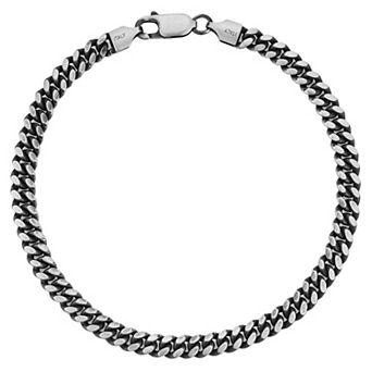 Menster Sterling Silver Oxidized Curb Chain Bracelet