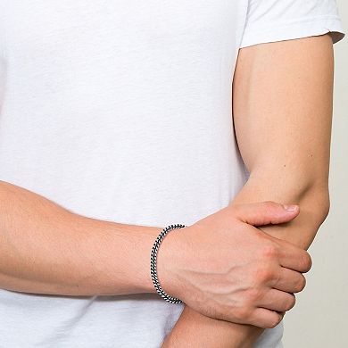 Menster Sterling Silver Oxidized Curb Chain Bracelet