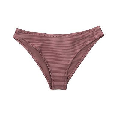 Women's Cupshe Ribbed Low Waisted Mid Cut Cheeky Bikini Bottoms