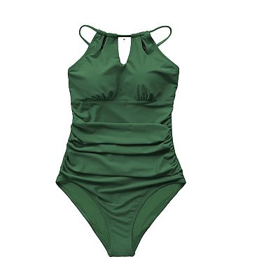 Women's CUPSHE Ruching High Neck One Piece Swimsuit