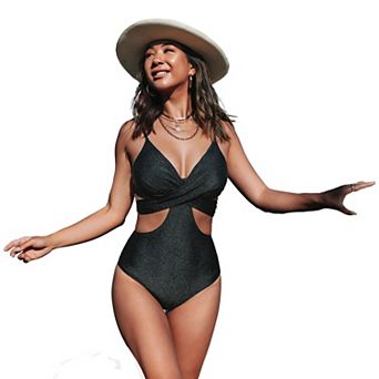 Women's CUPSHE Cutout Tie V-Neck One Piece Swimsuit