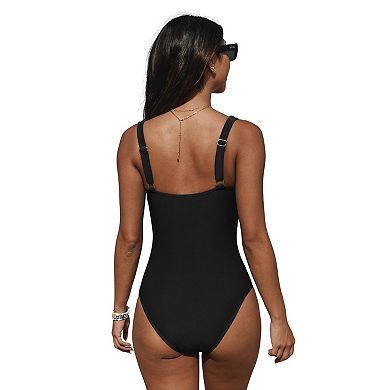 Women's Cupshe Paneling Square Neck One Piece Swimsuit