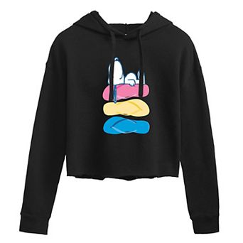 Juniors' Peanuts Snoopy Flip Flops Cropped Hoodie