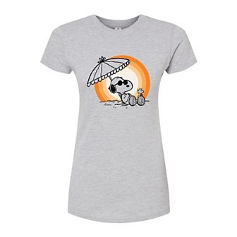 Juniors' Peanuts Snoopy Sunset Graphic Tee