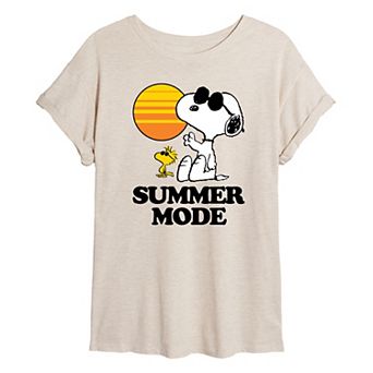 Juniors' Peanuts Snoopy Summer Mode Oversized Graphic Tee
