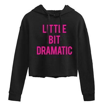 Juniors' Little Bit Dramatic Cropped Hoodie