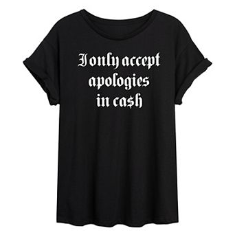 Juniors' I Only Accept Cash Oversized Graphic Tee