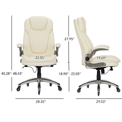 Ergonomic Executive Office Chair with Rubber Wheels, High Back Computer Chair with Rocking Function