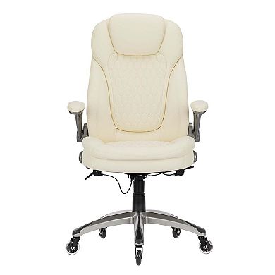 Ergonomic Executive Office Chair with Rubber Wheels, High Back Computer Chair with Rocking Function