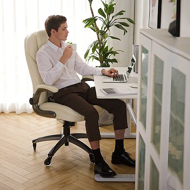 Ergonomic Executive Office Chair with Rubber Wheels, High Back Computer Chair with Rocking Function