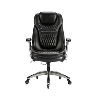 Ergonomic Executive Office Chair with Rubber Wheels, High Back Computer Chair with Rocking Function