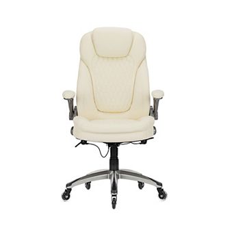 Ergonomic Executive Office Chair with Rubber Wheels, High Back Computer Chair with Rocking Function