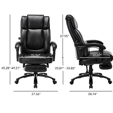Reclining Executive Office Chair with Footrest, High Back Computer Desk Chair with Lumbar Pillow