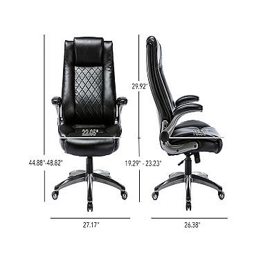Ergonomic Office Chair with Flip-up Armrests, Executive Computer Desk Chair with Thick Padding