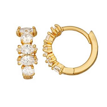 Napier Gold Tone Cubic Zirconia Pave Huggie Earrings