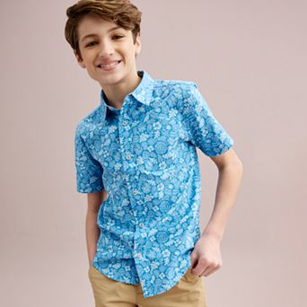 Boys 8-20 Sonoma Goods For Life® Short Sleeve Button Front Shirt in Regular & Husky