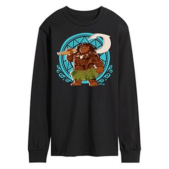 Disney's Moana Men's Maui Pattern Long Sleeve Graphic Tee