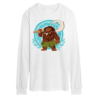 Disney's Moana Men's Maui Pattern Long Sleeve Graphic Tee