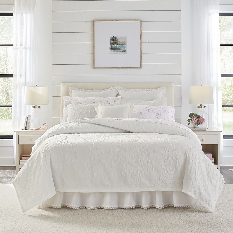 71524886 Laura Ashley Rowland Duvet Set, White, King sku 71524886