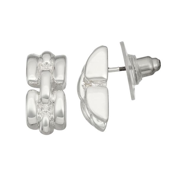 Napier Silver Tone Chain Link Stud Earrings