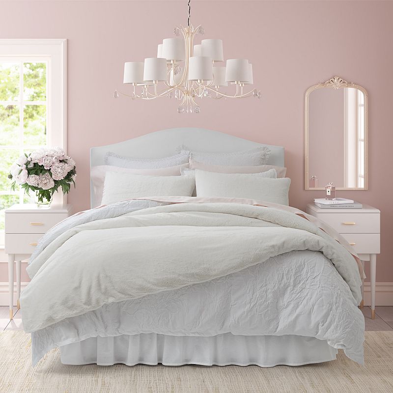 59036240 Laura Ashley LA Faux Fur Ivory Duvet Set, Beig/Gre sku 59036240