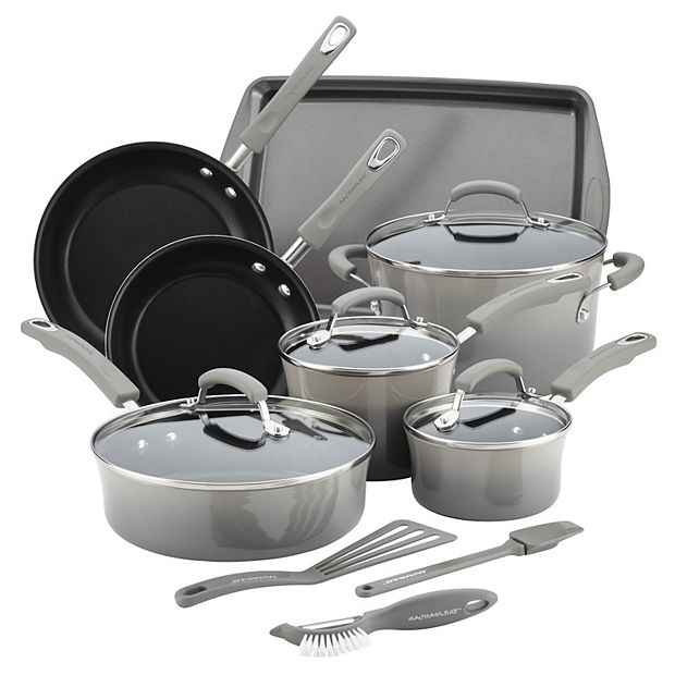 Rachael Ray 14-Piece Hard Porcelain Enamel Nonstick Cookware Set