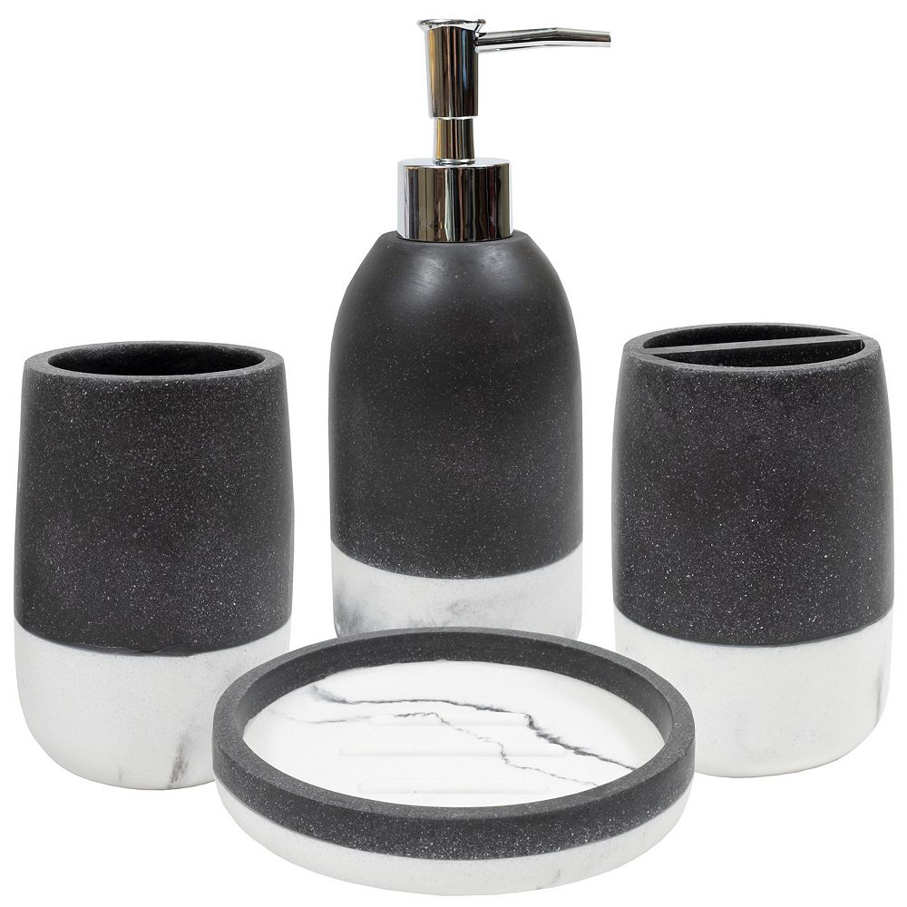 Sweet Home Marbleized Bath Accessory Collection 4-Piece Bathroom Set