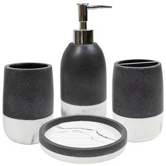 Sweet Home Marbleized Bath Accessory Collection 4 pc Bathroom Set