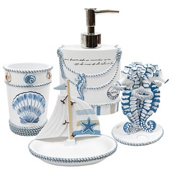 Sweet Home Collection Beach Life Bath Accessory Collection 4 pc Bathroom Set